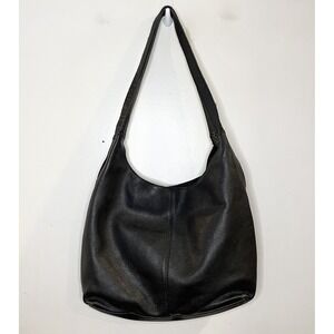 The Sak Leather Shoulder Hobo Bag Women's Black Pebbled Purse Handbag Boho